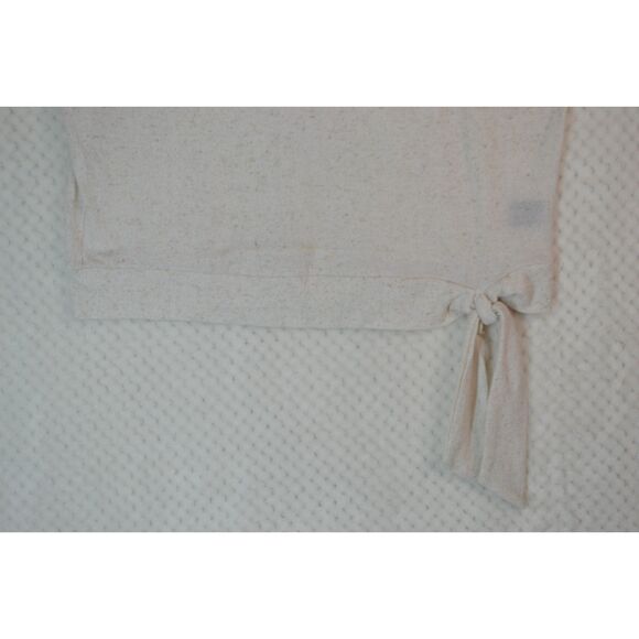 Madison Grey Women's Small Cream Linen Blend Side Tie Short Sleeve Top - Picture 3 of 12